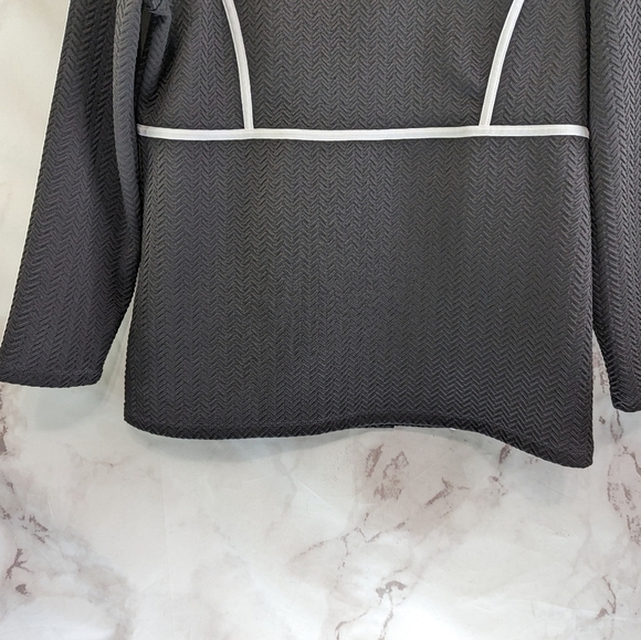 Chicos Zenergy Jacket Womens Medium 1 Black White Textured Knit Zip - Picture 7 of 13